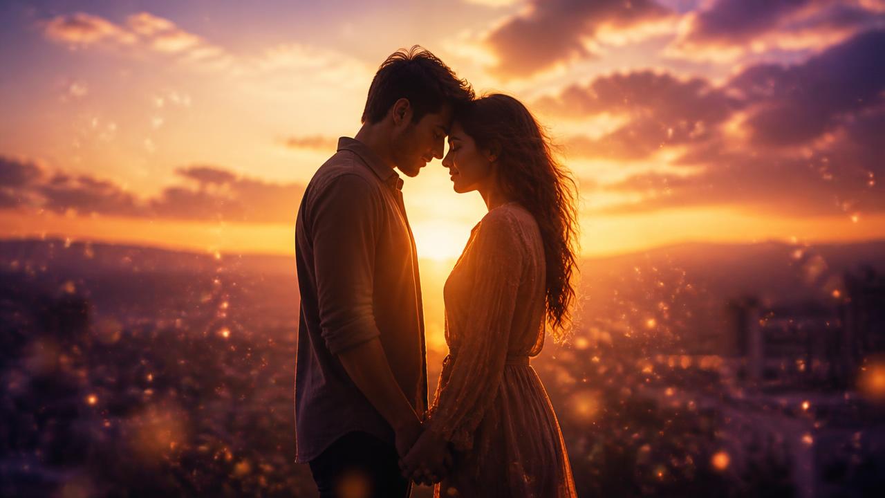 Casal se reconectando ao pôr do sol